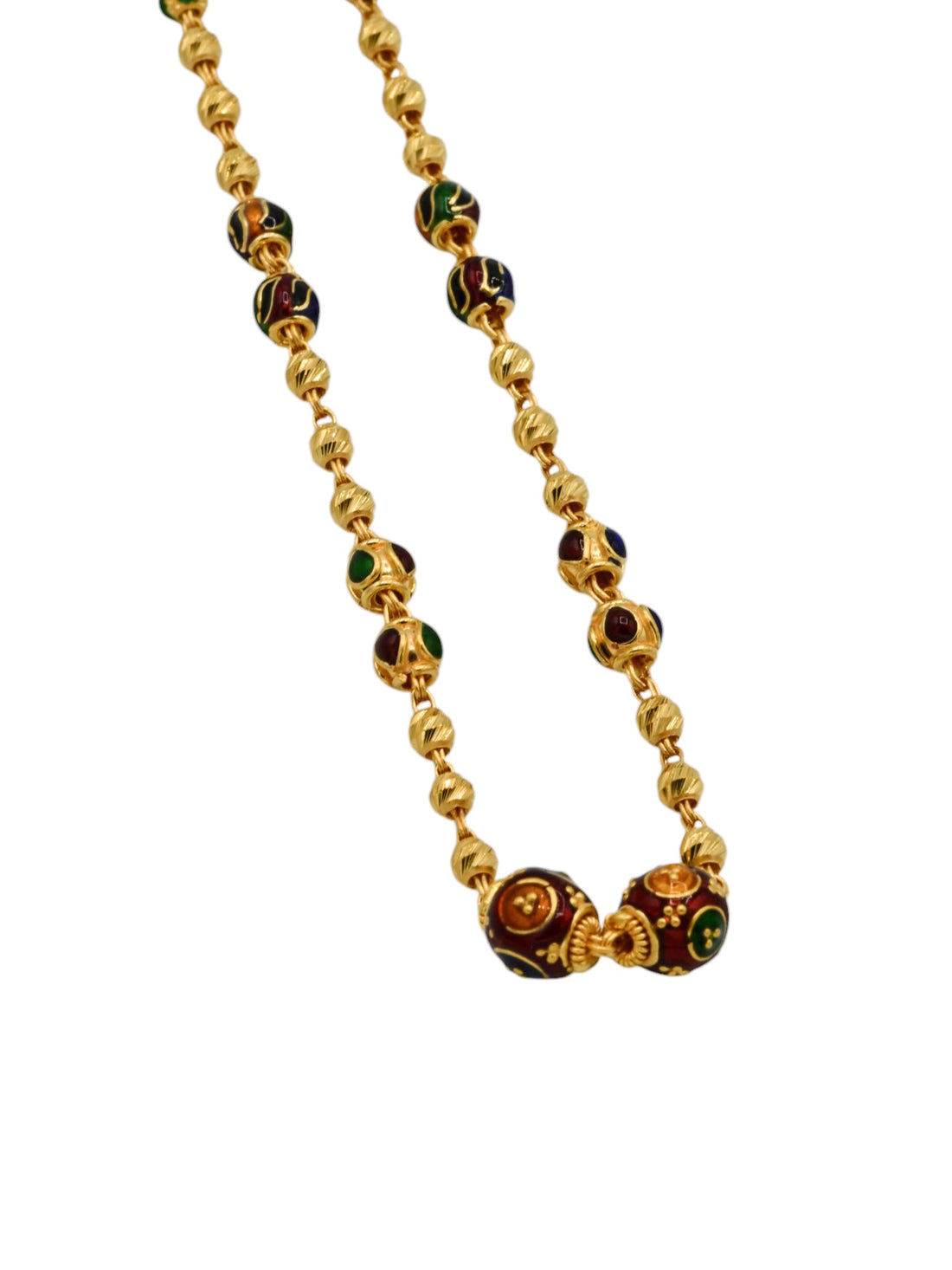 22ct Gold Minakari Ball Fancy Chain - Roop Darshan