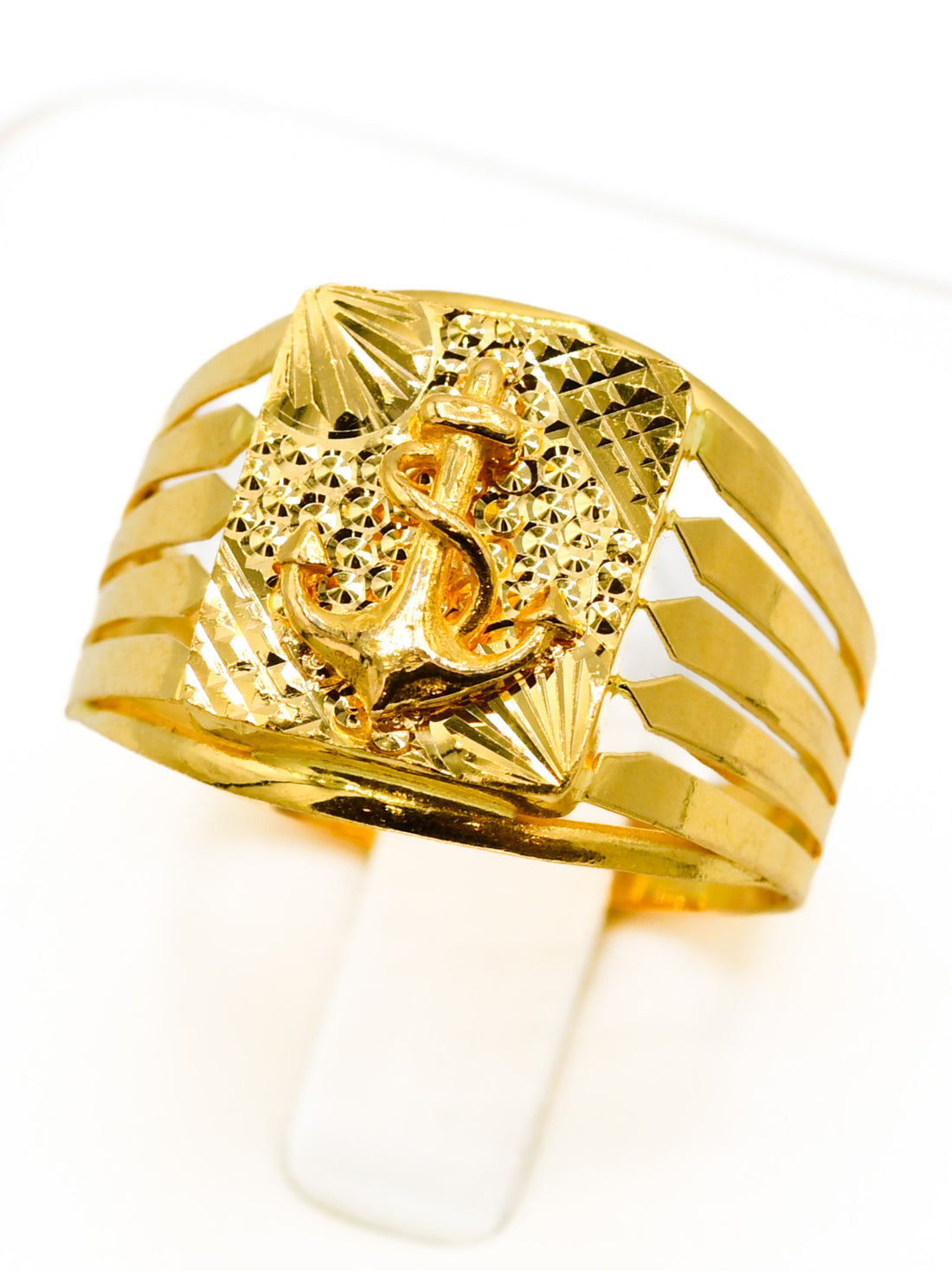 22ct Gold Anchor Mens Ring - Roop Darshan