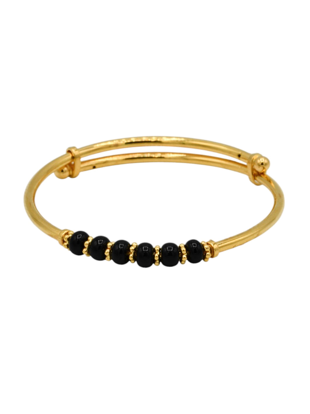 22ct Gold Black Beads Adjustable Pair Baby Bangle