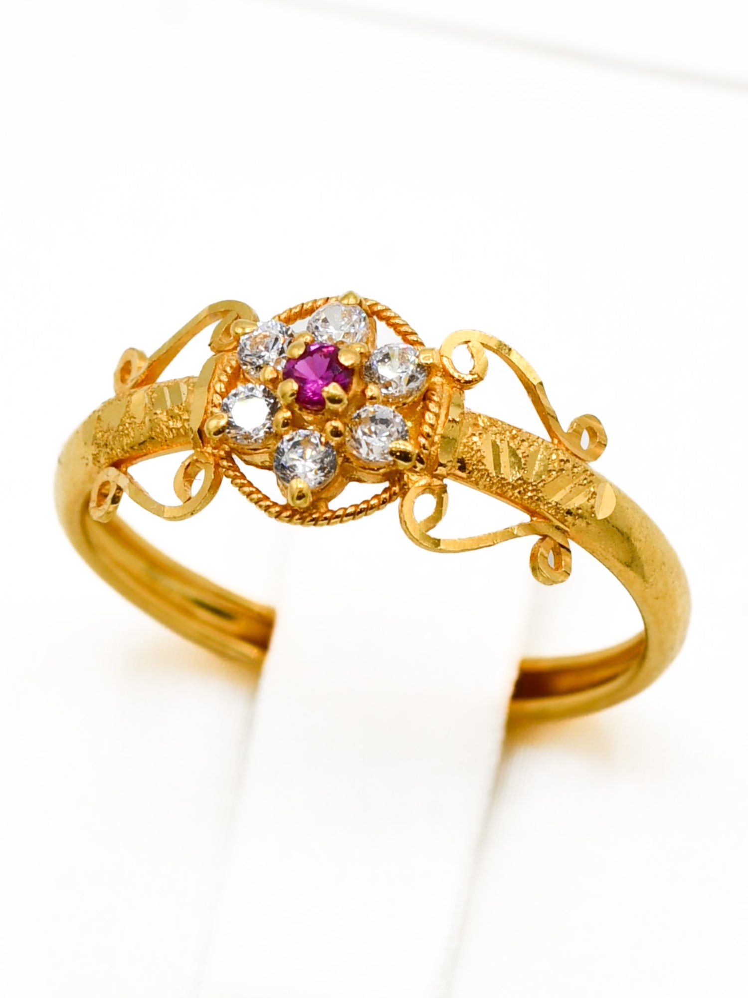 22ct Gold Pink CZ Ladies Ring - Roop Darshan