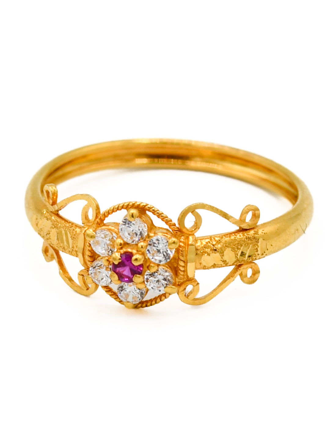 22ct Gold Pink CZ Ladies Ring - Roop Darshan