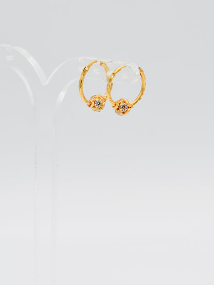 22ct Gold CZ Ball Bali