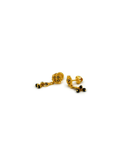 22ct Gold Minakari Black beads Earrings