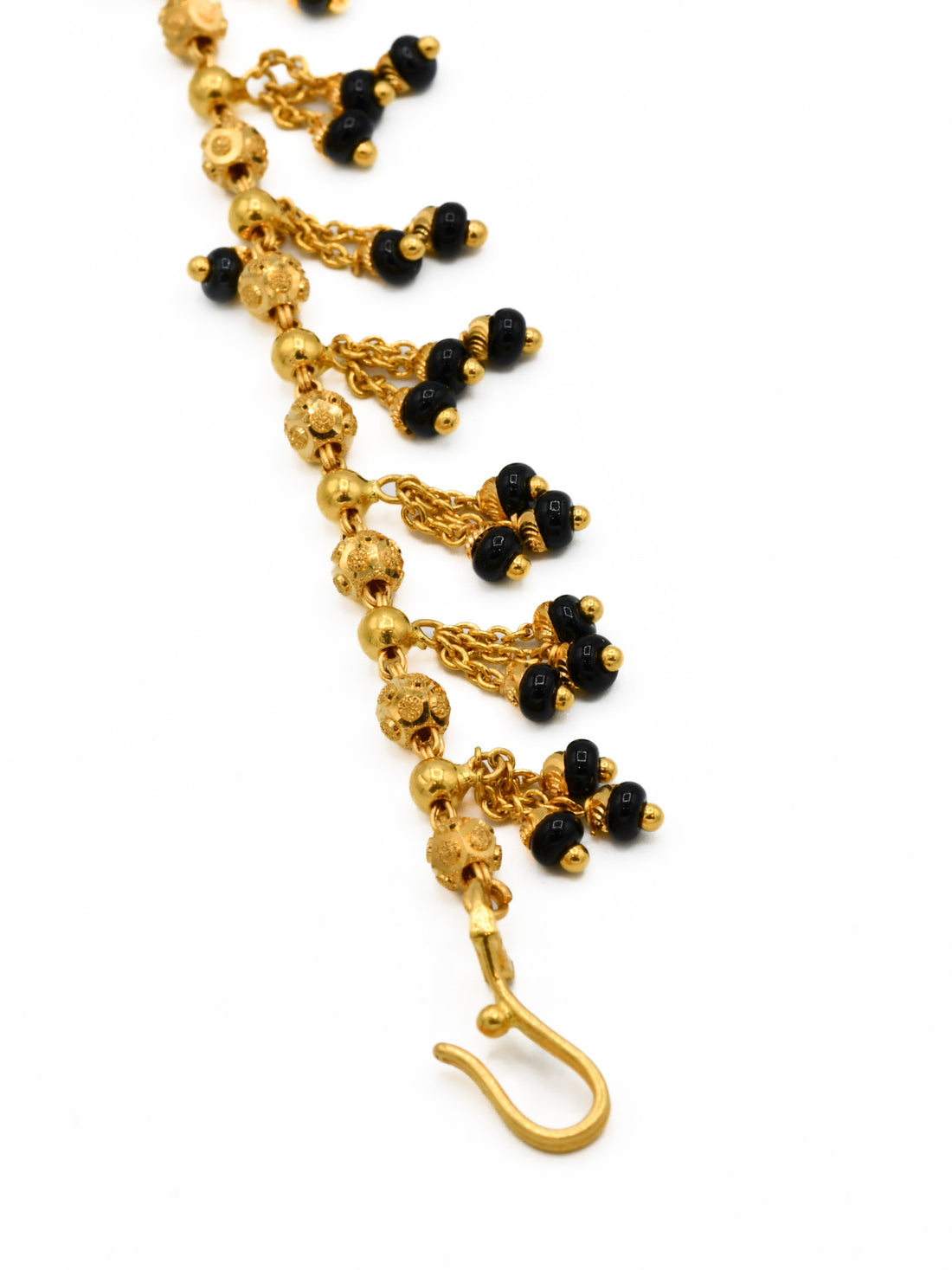 22ct Gold Black Beads Ball Ladies Bracelet - Roop Darshan