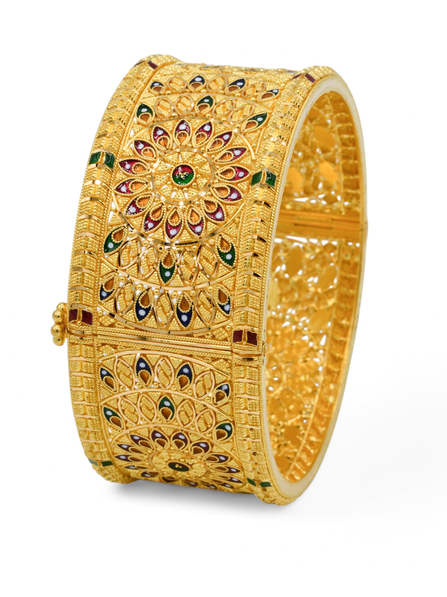 22ct Gold Minakari Patta Screw Bangle - Roop Darshan
