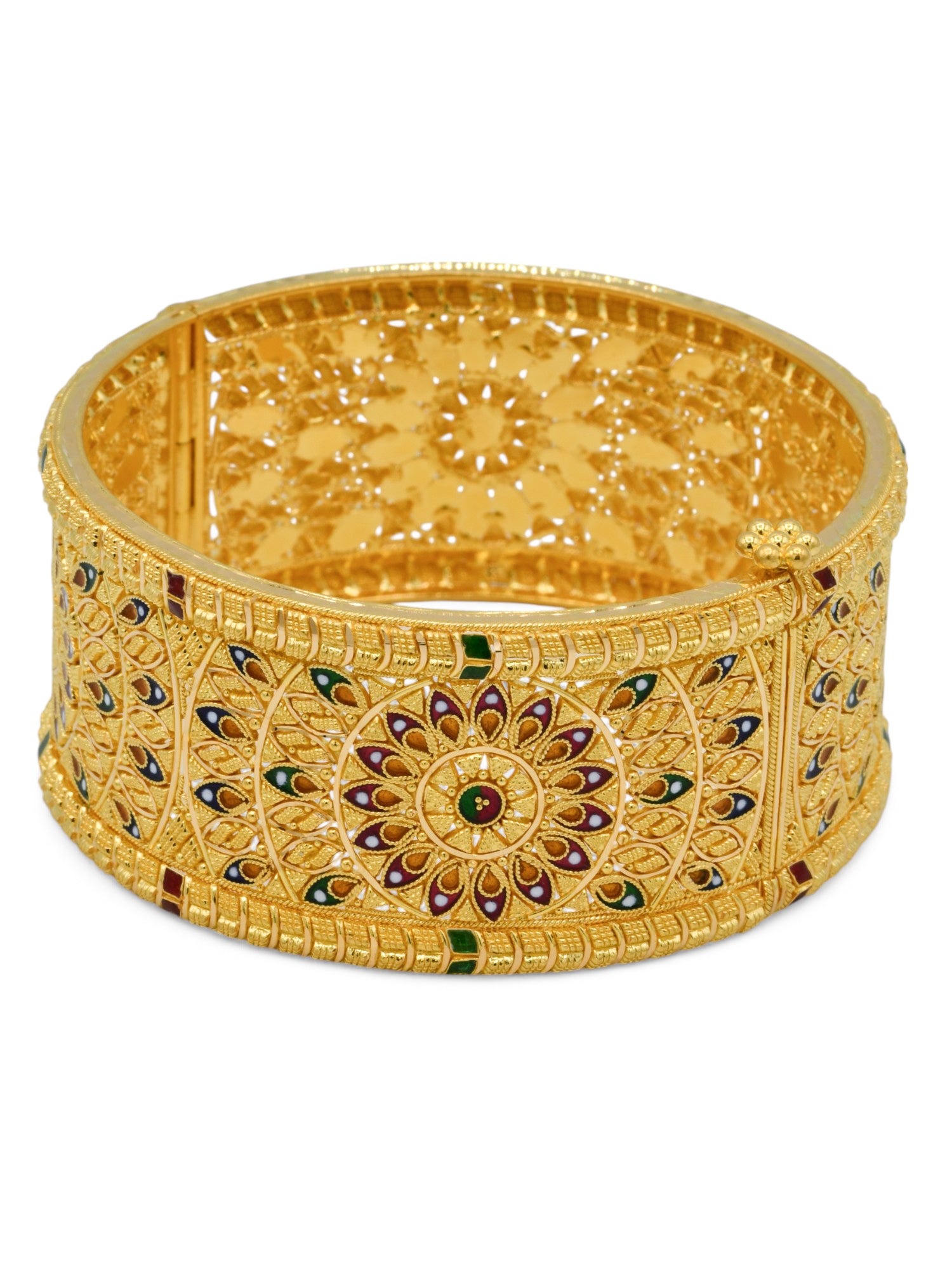 22ct Gold Minakari Patta Screw Bangle - Roop Darshan