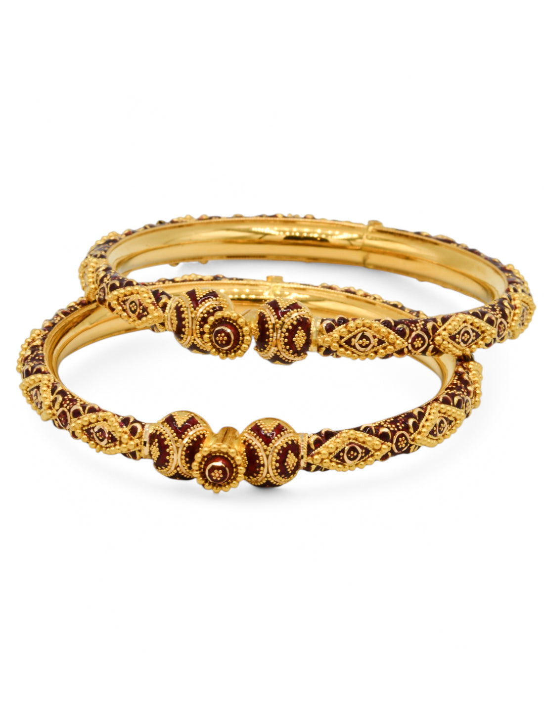 22ct Gold Minakari Pair Screw Bangle