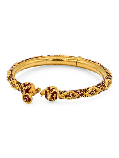 22ct Gold Minakari Pair Screw Bangle