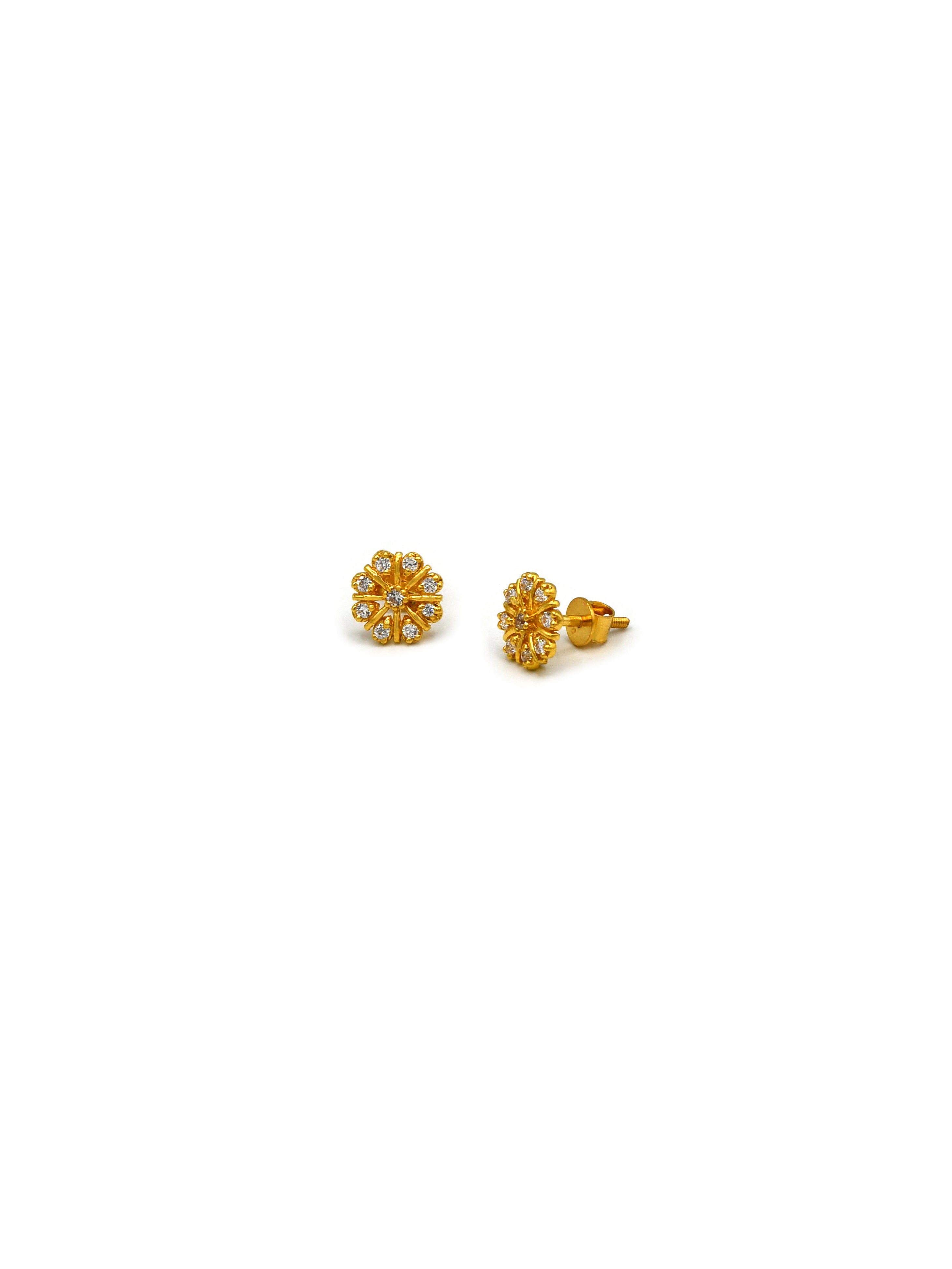 22ct Gold CZ Stud Earrings - Roop Darshan