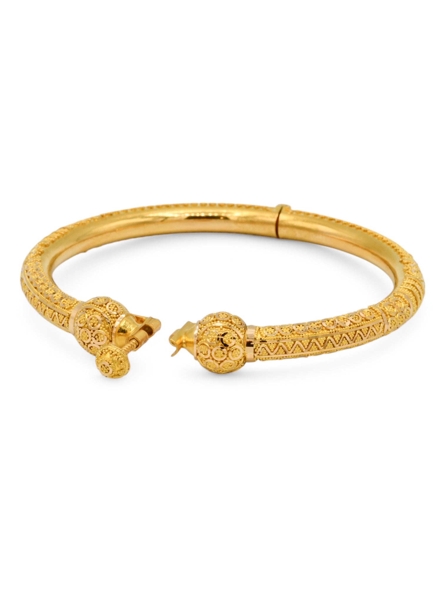 22ct Gold Filigree pair Screw Bangle