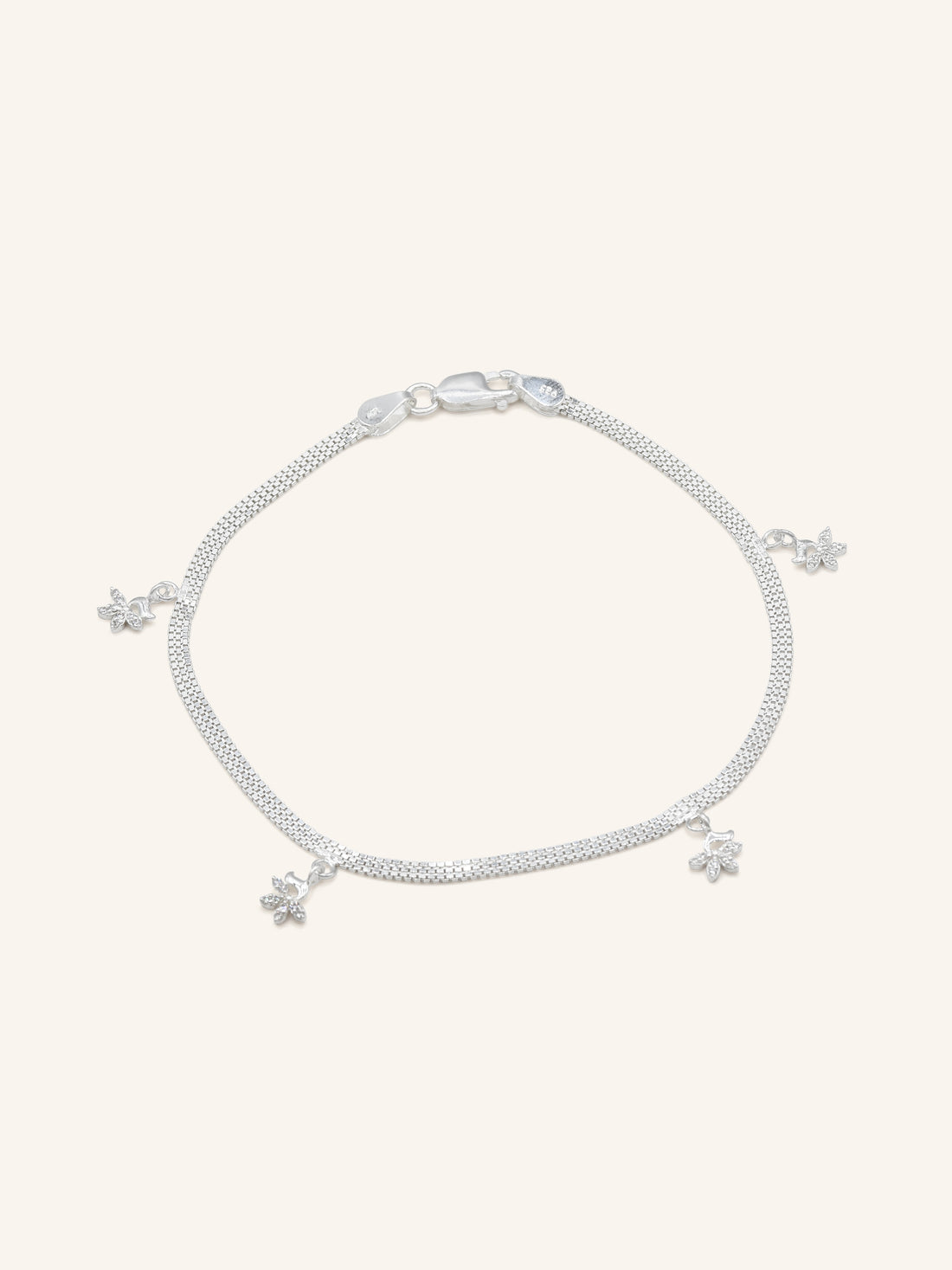 925 Sterling Silver CZ 1 Piece Anklet 27 cm