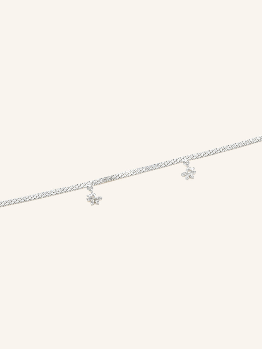 925 Sterling Silver CZ 1 Piece Anklet 27 cm