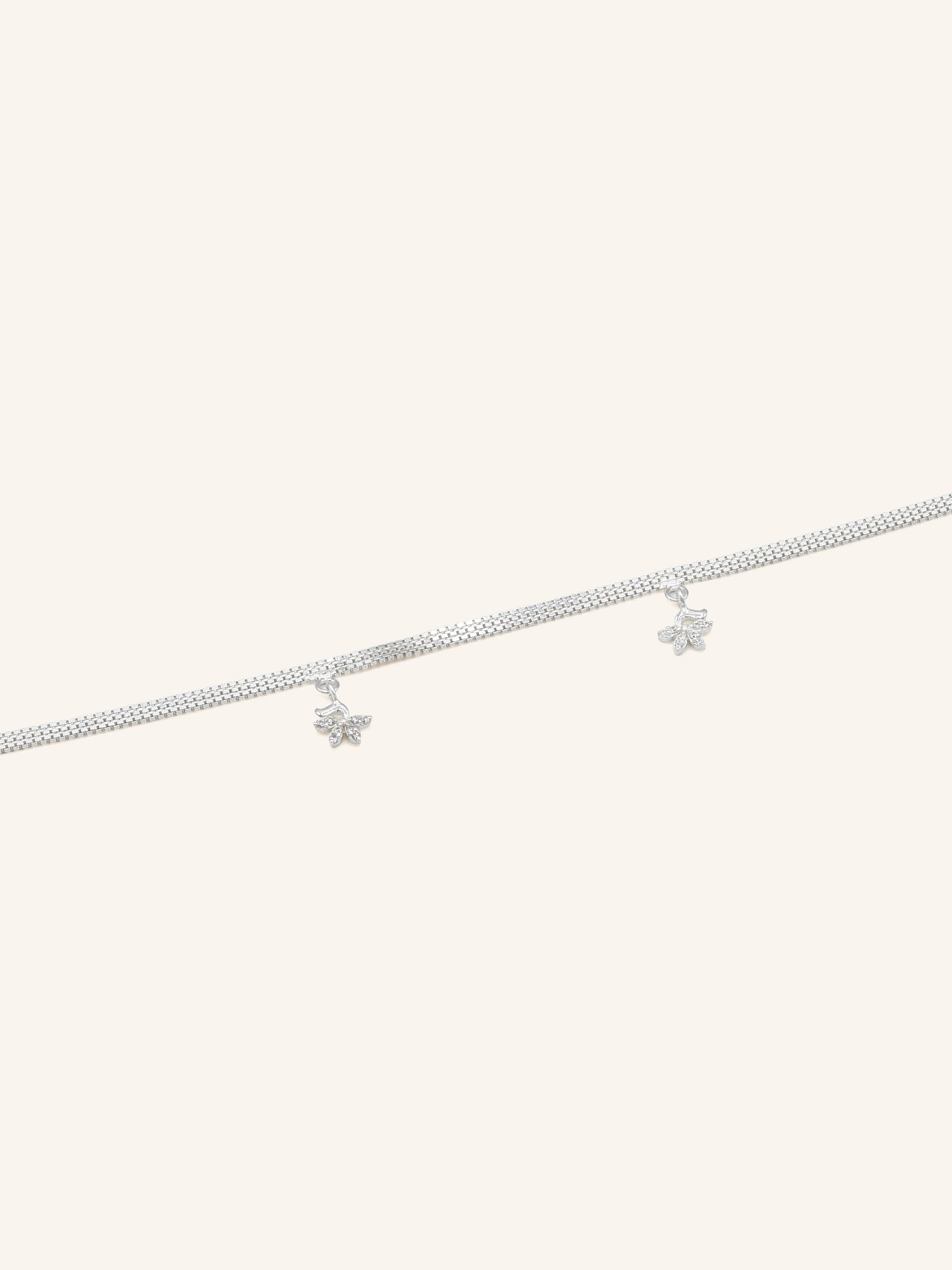 925 Sterling Silver CZ 1 Piece Anklet 27 cm