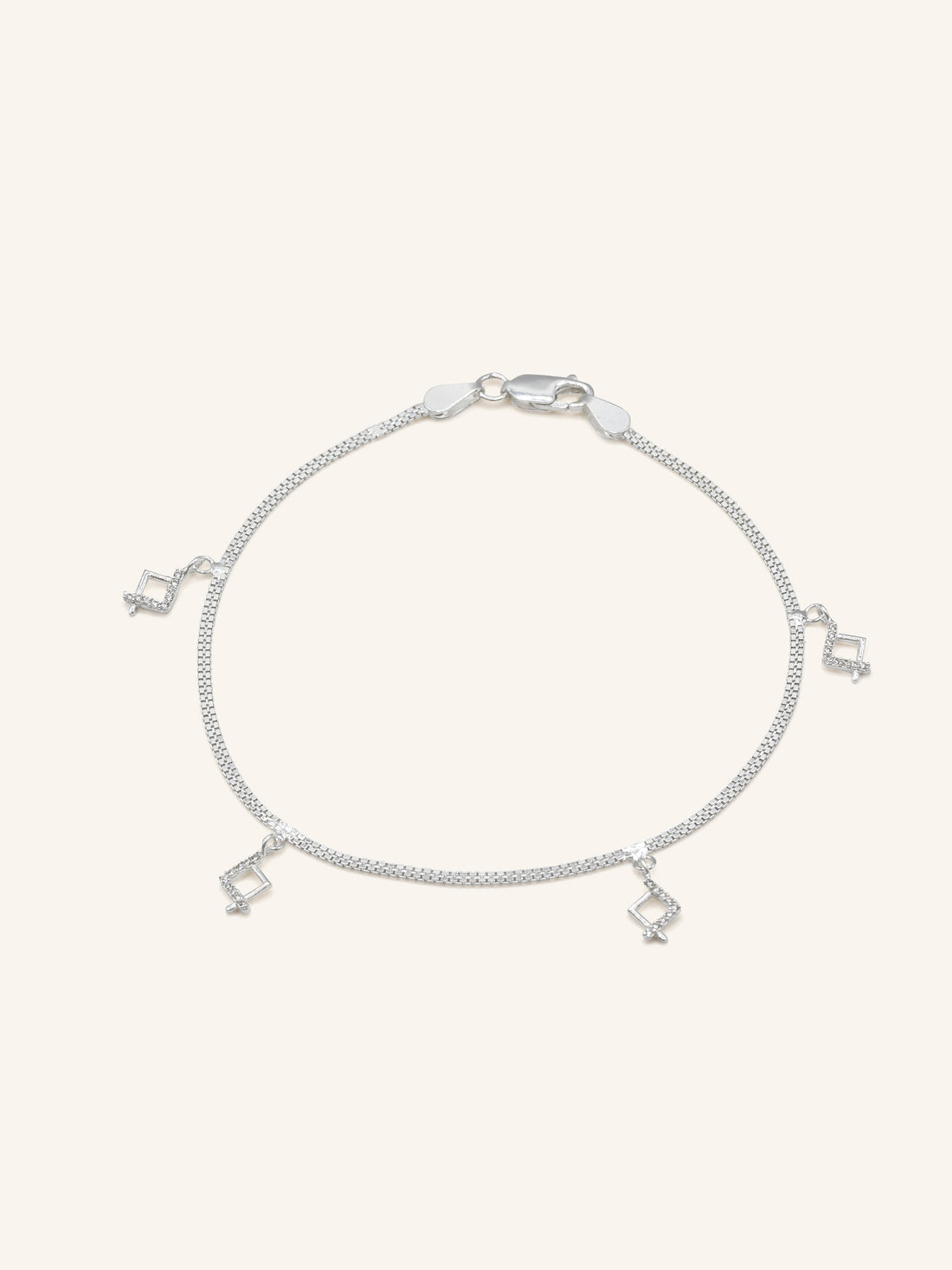 925 Sterling Silver CZ 1 Piece Anklet 27 cm
