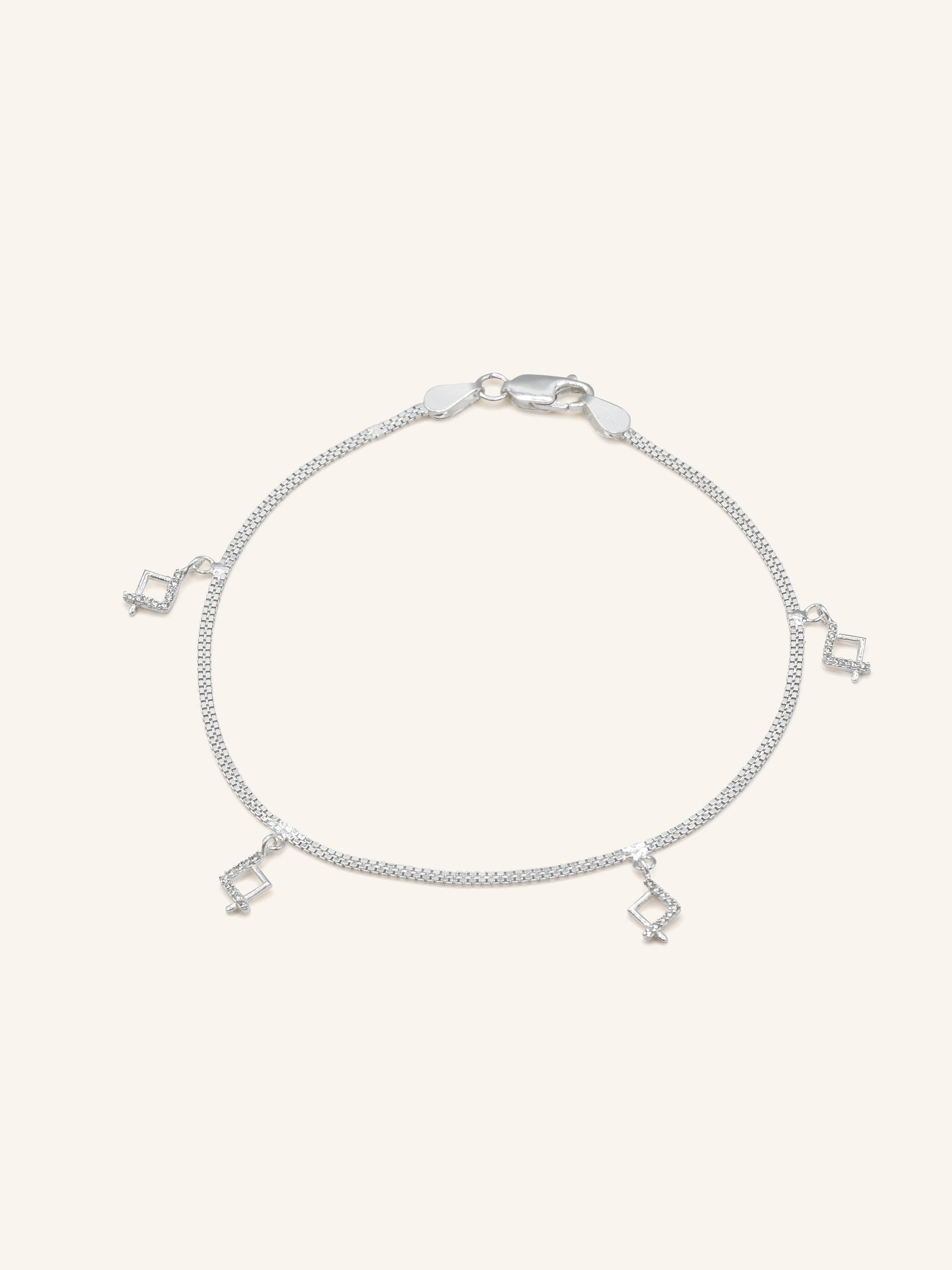 925 Sterling Silver CZ 1 Piece Anklet 27 cm