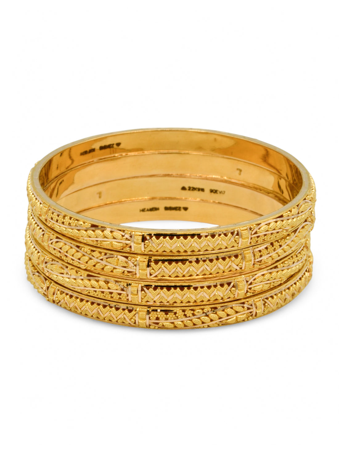 22ct Filigree Gold 4 Bangles - Roop Darshan