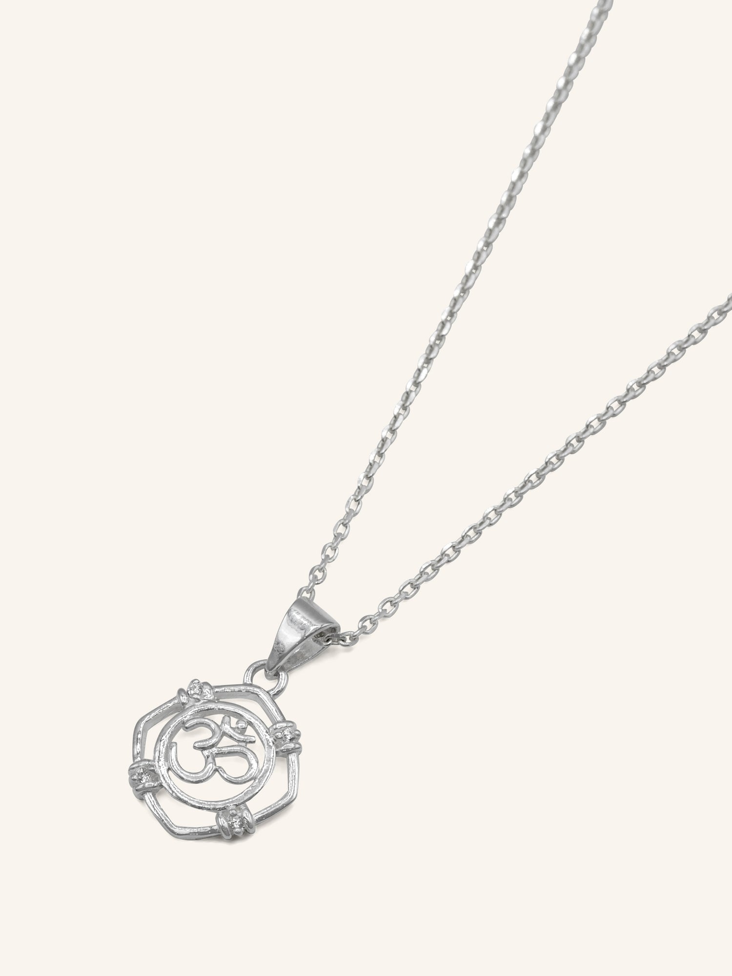 925 Sterling Silver CZ OM Pendant
