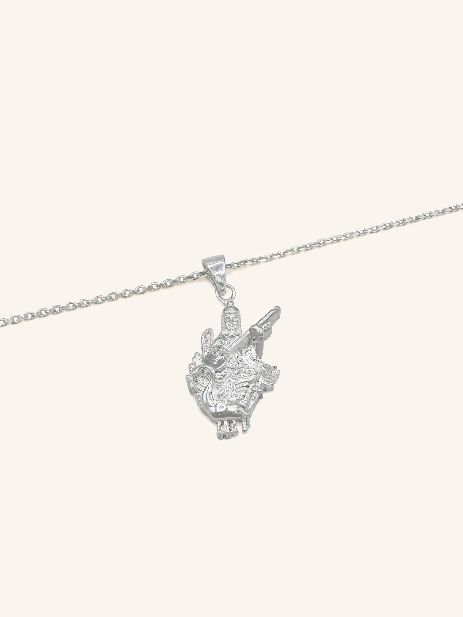 925 Sterling Silver Goddess Saraswati Pendant