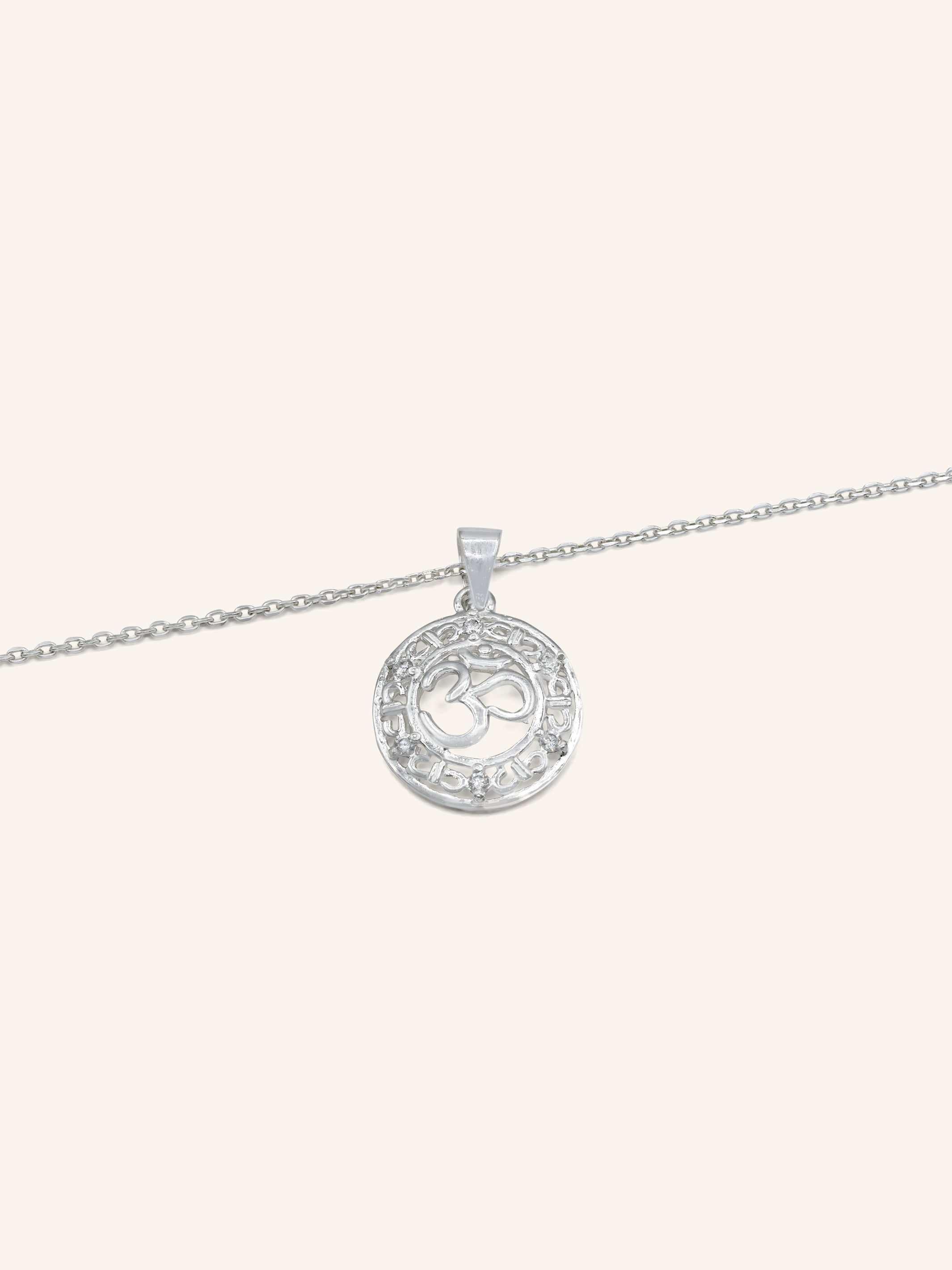 925 Sterling Silver CZ OM Pendant