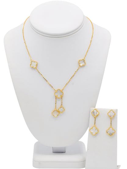 22ct Gold White Flower Necklace Set
