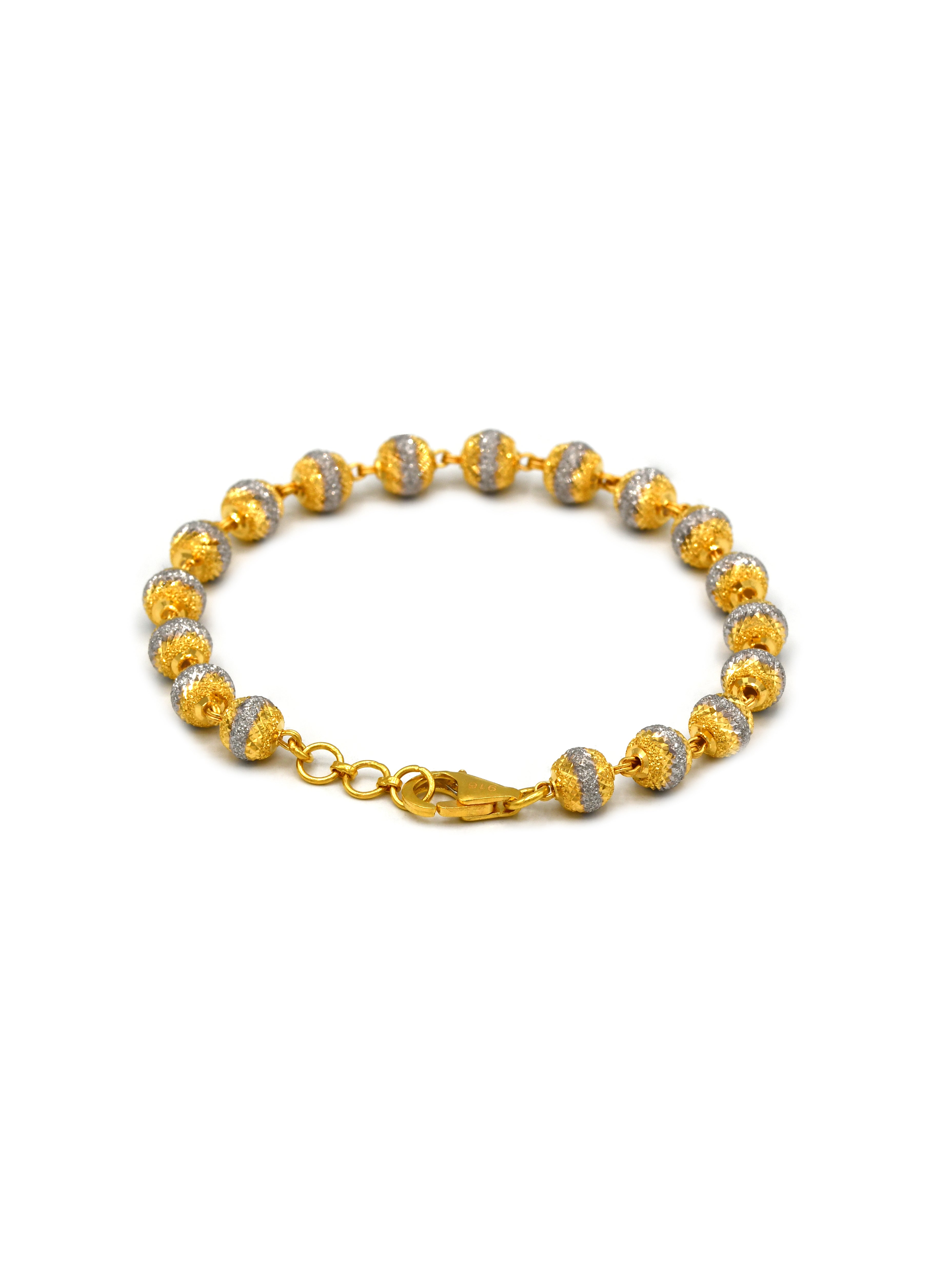 22ct Gold Two Tone Ball Ladies Bracelet