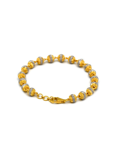 22ct Gold Two Tone Ball Ladies Bracelet