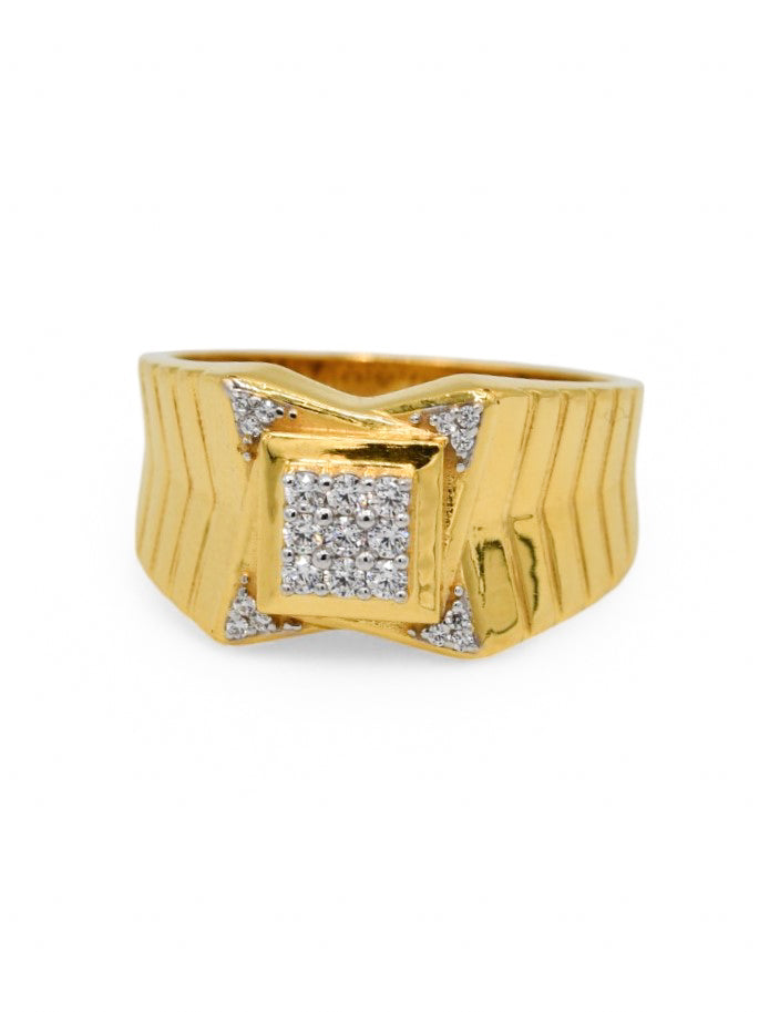 22ct Gold CZ Mens Ring - Roop Darshan