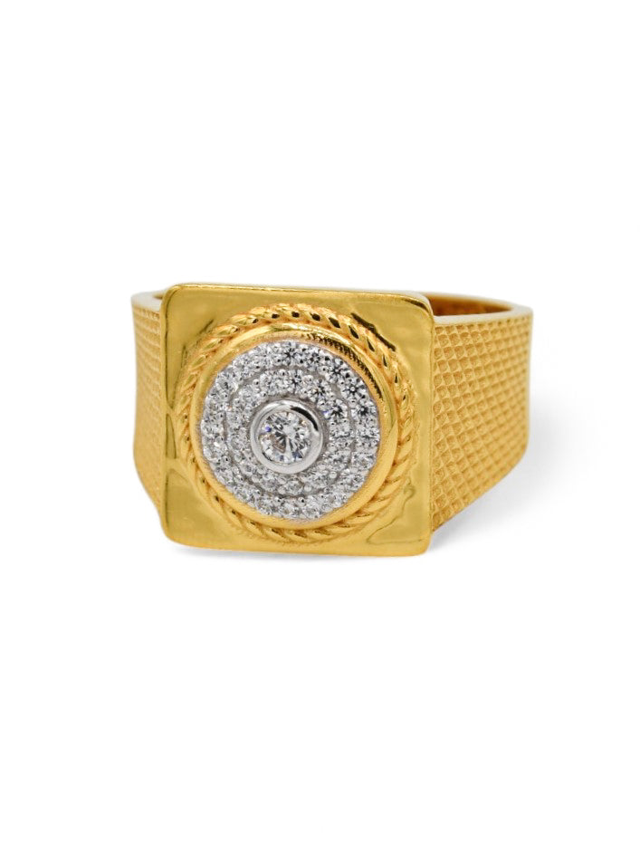 22ct Gold CZ Mens Ring - Roop Darshan