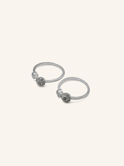 925 Sterling Silver CZ Pair Toe Ring