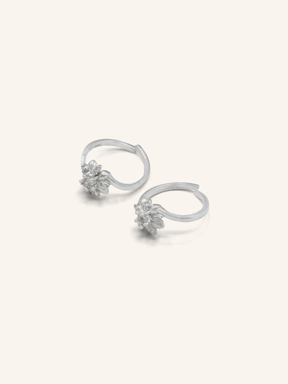 925 Sterling Silver CZ Pair Toe Ring