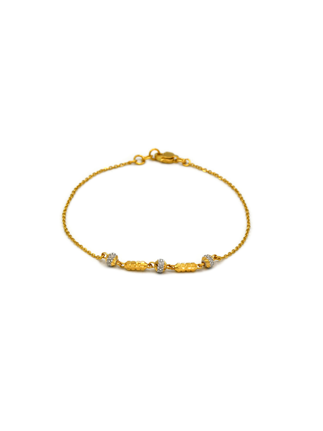 22ct Gold Two Tone Ball Ladies Bracelet
