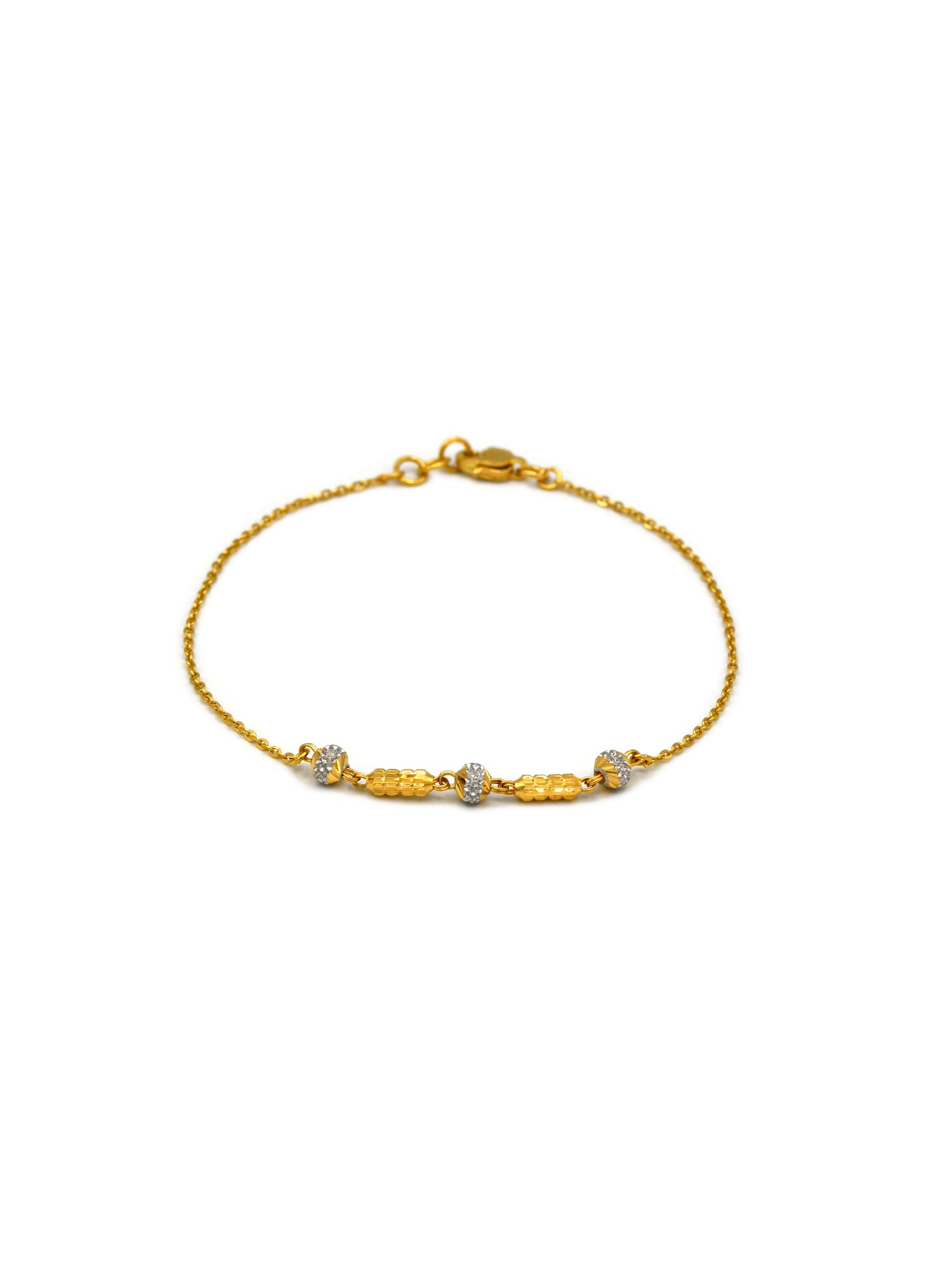22ct Gold Two Tone Ball Ladies Bracelet