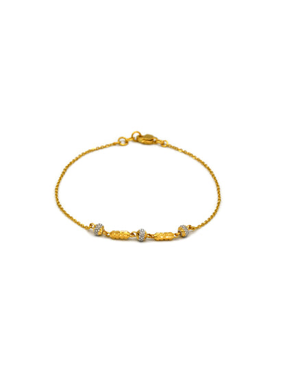 22ct Gold Two Tone Ball Ladies Bracelet
