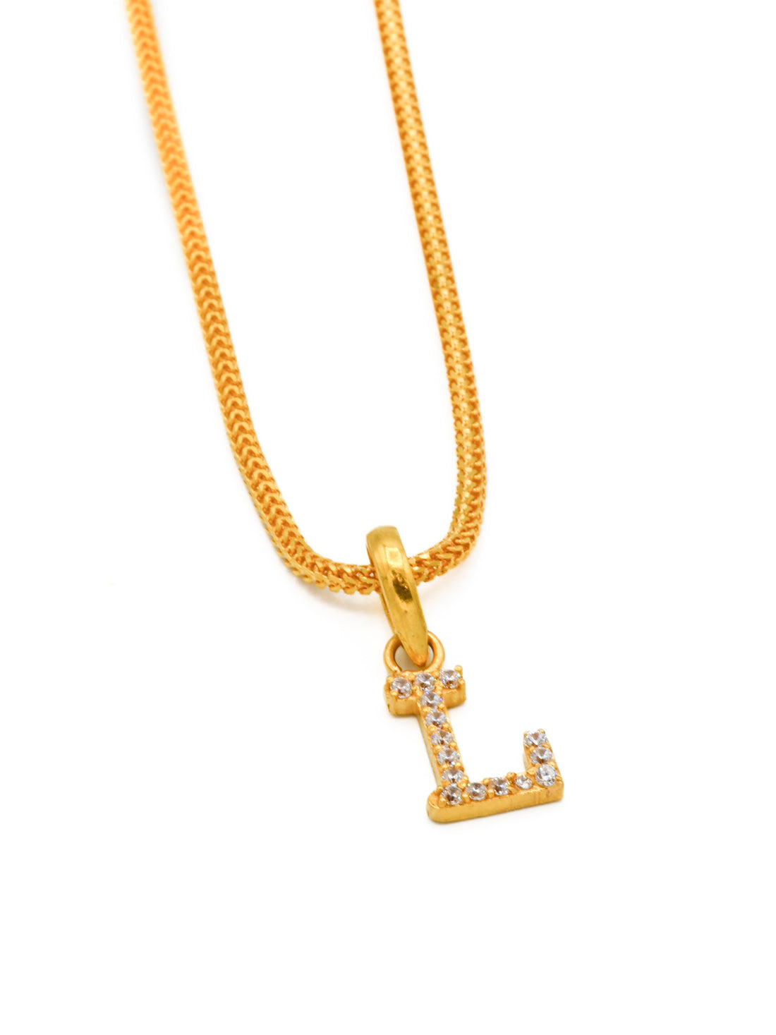 22ct Gold CZ "L" Initial Pendant - Roop Darshan