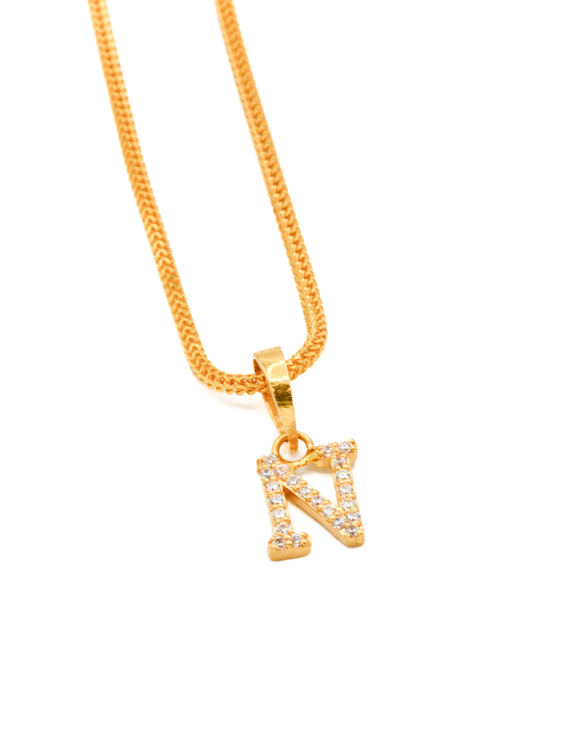 22ct Gold CZ "N" Pendant - Roop Darshan