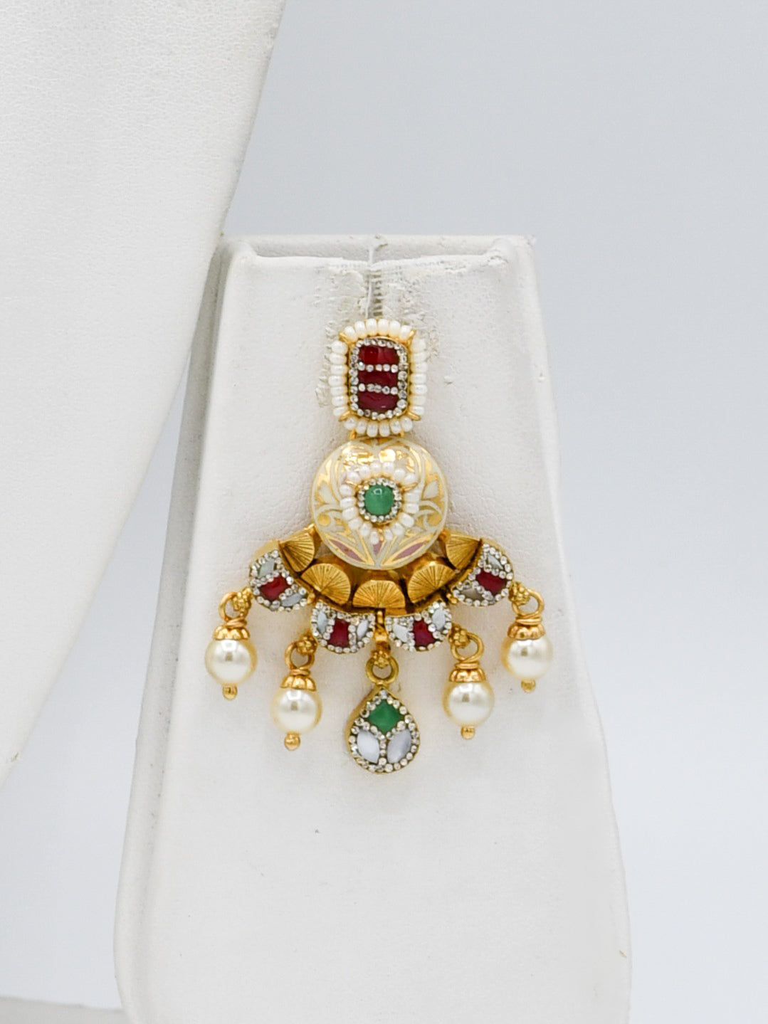 22ct Gold Antique Pearl Kundan Long Necklace Set