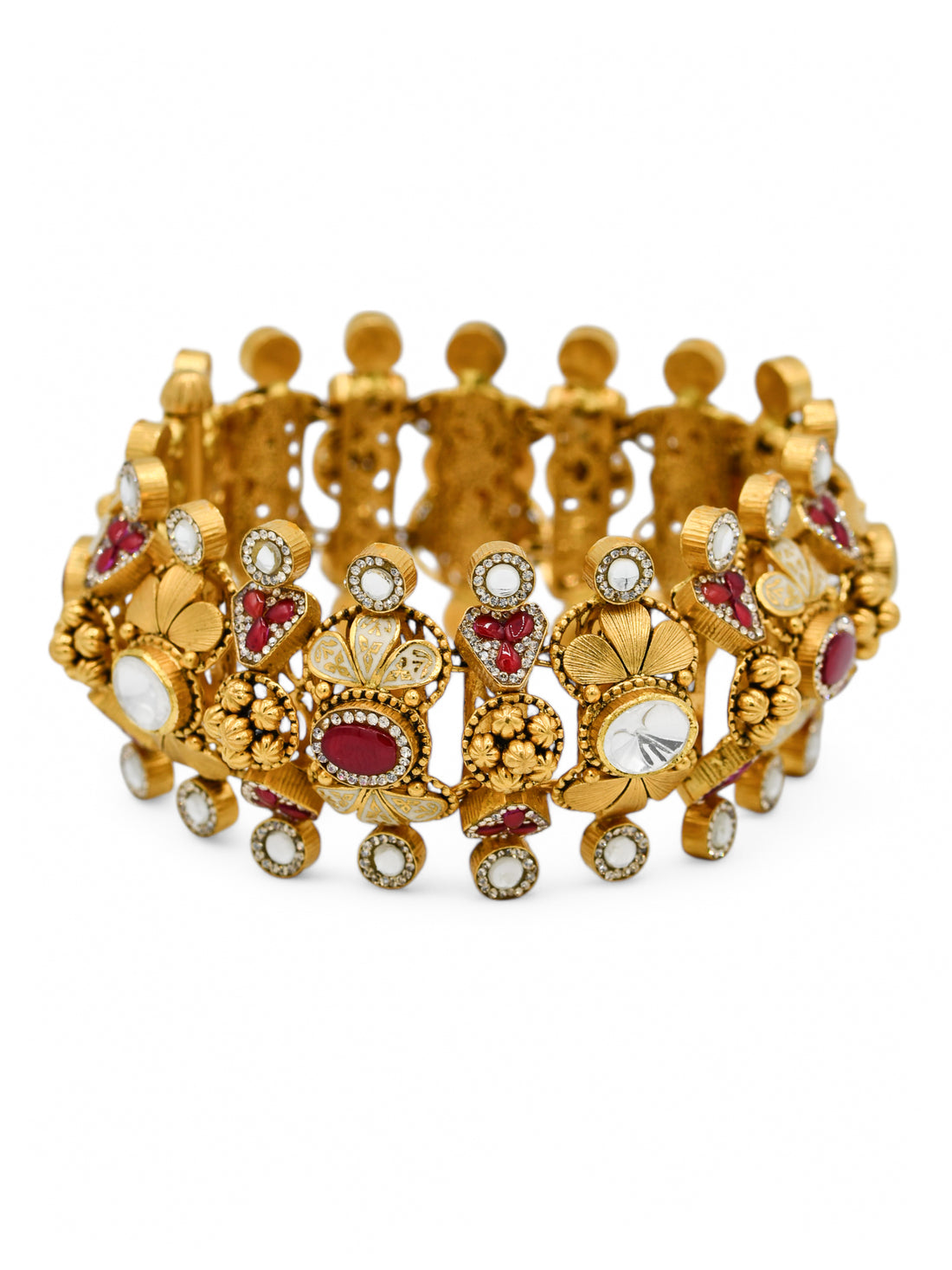 22ct Gold Antique Pearl Kundan Bracelet