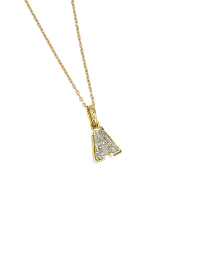 9K Yellow Gold Single Stone Initial "A" Pendant on Chain