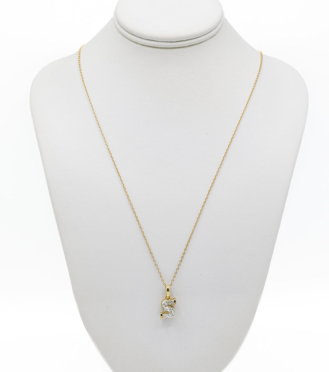 9K Yellow Gold Single Stone Initial "S" Pendant