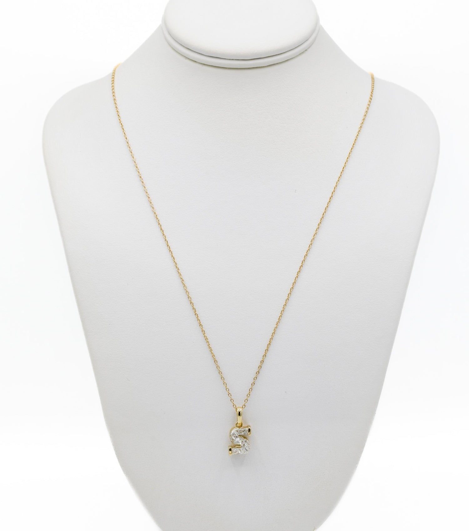 9K Yellow Gold Single Stone Initial "S" Pendant