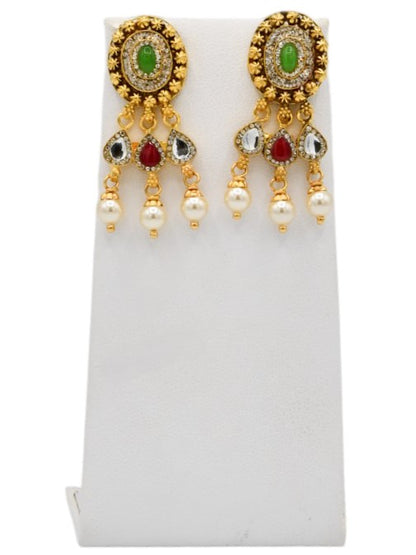 22ct Gold Antique Pearl Kundan Necklace Set
