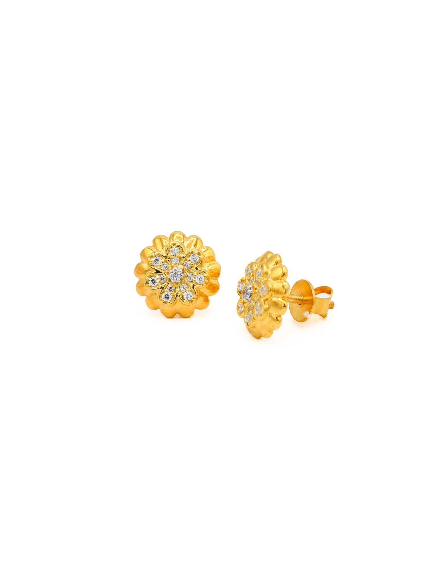 22ct Gold CZ Stud Earrings - Roop Darshan