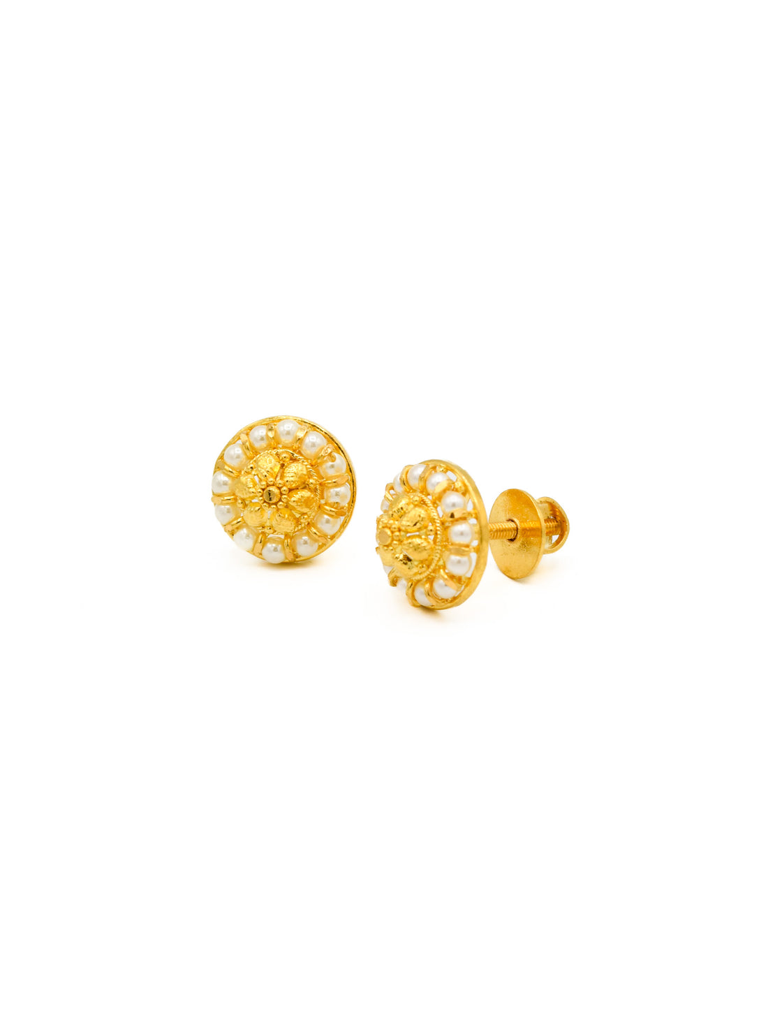 22ct Gold Pearl Stud Earrings - Roop Darshan