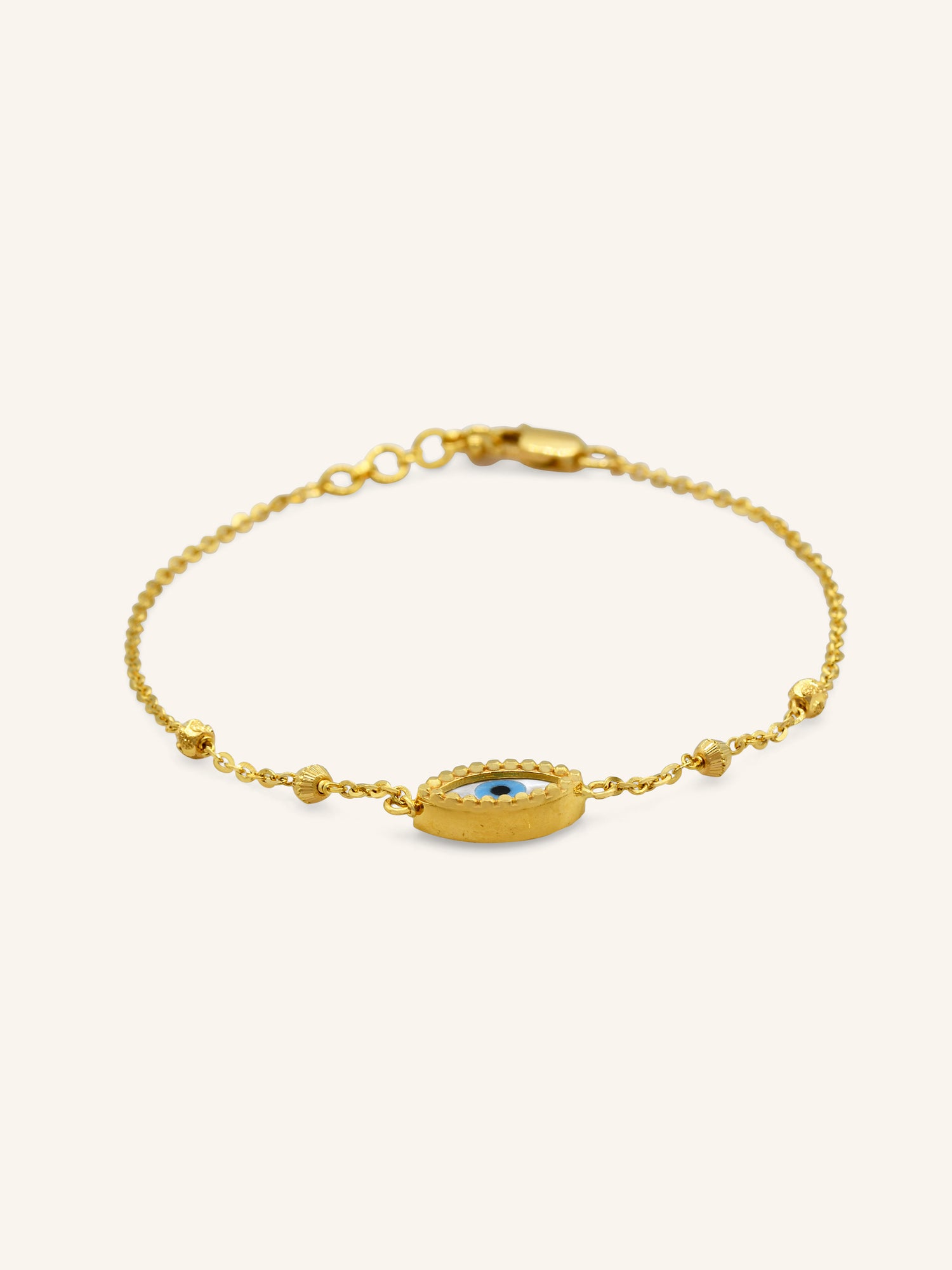 22ct Gold Ball Evil Eye Ladies Bracelet