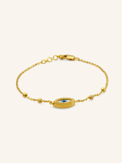 22ct Gold Ball Evil Eye Ladies Bracelet