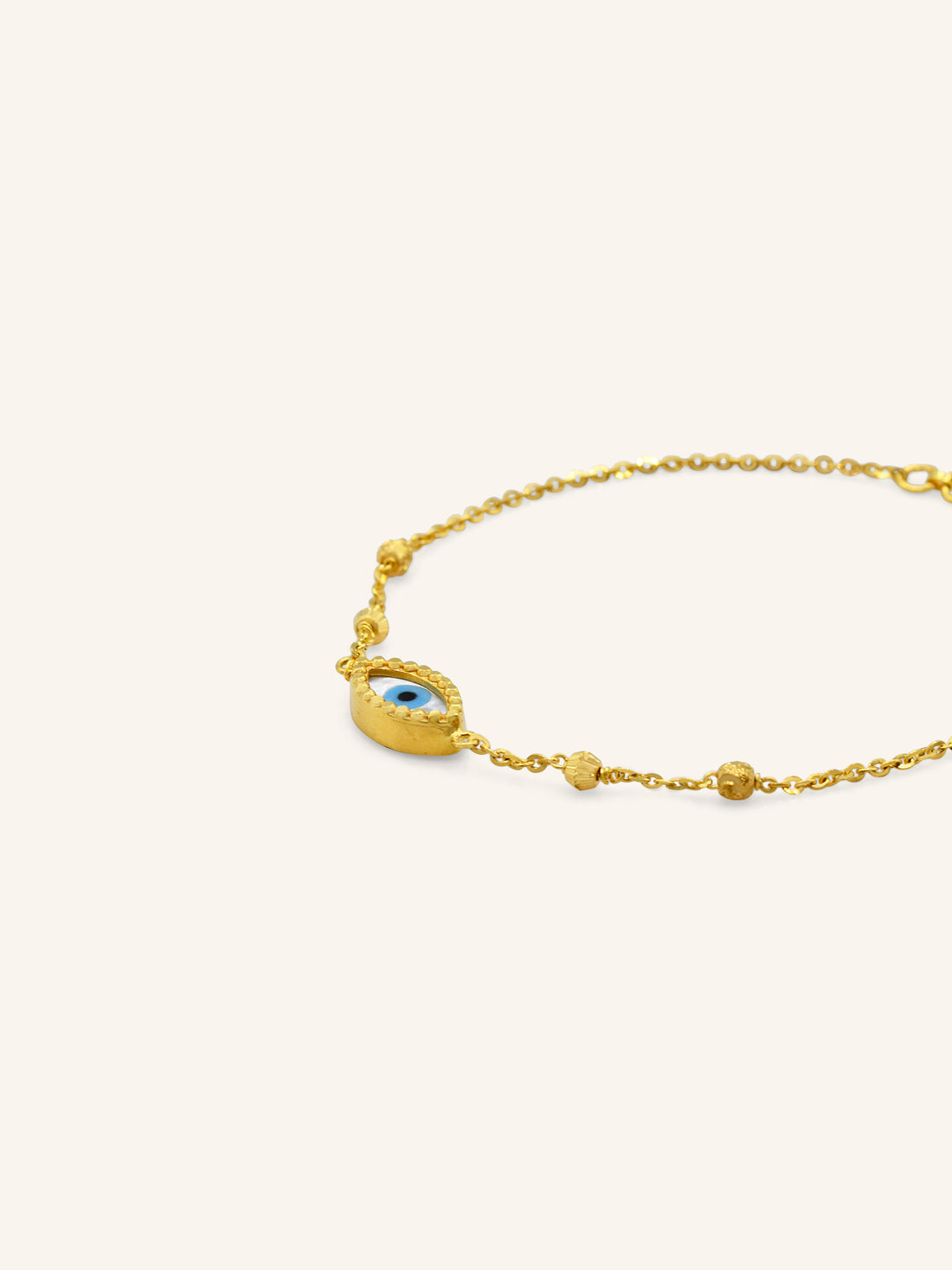 22ct Gold Ball Evil Eye Ladies Bracelet