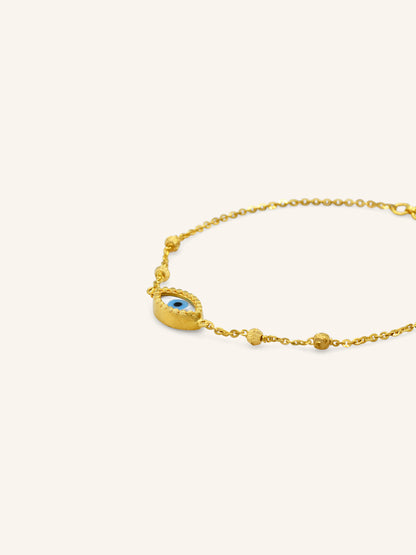 22ct Gold Ball Evil Eye Ladies Bracelet