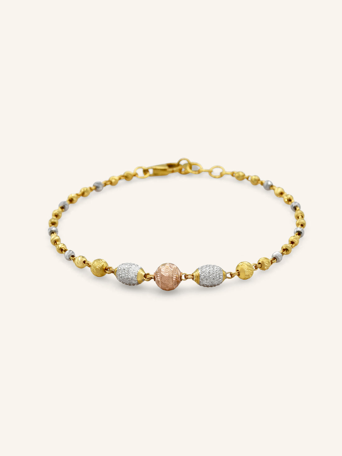 22ct Gold Rose Gold Two Tone Ball Bracelet