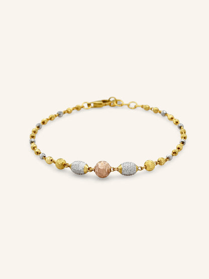 22ct Gold Rose Gold Two Tone Ball Bracelet