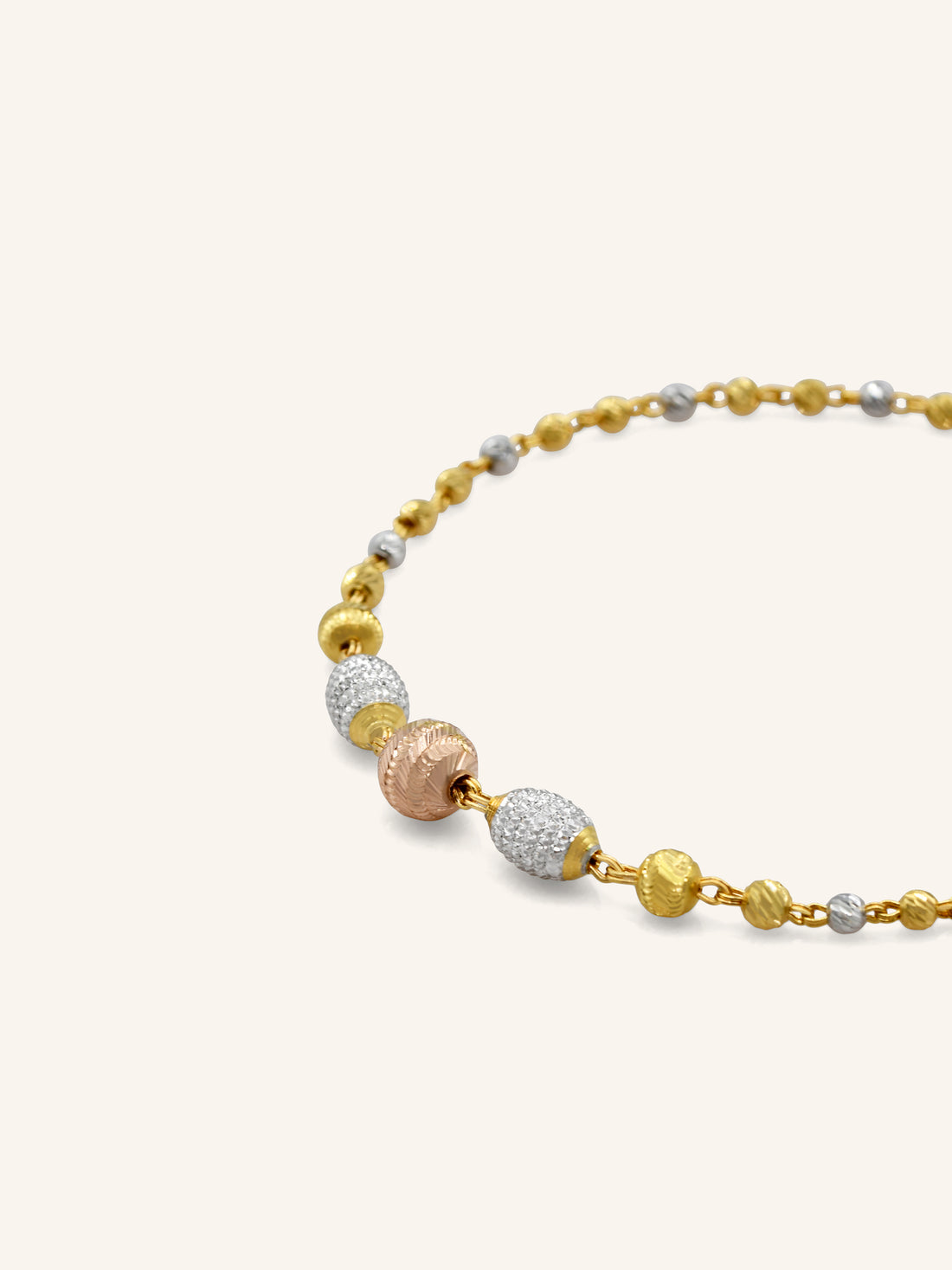 22ct Gold Rose Gold Two Tone Ball Bracelet